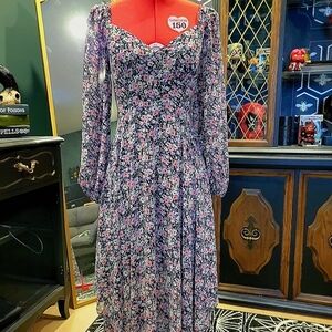 Astr Floral Maxi Dress with Long Sleeves